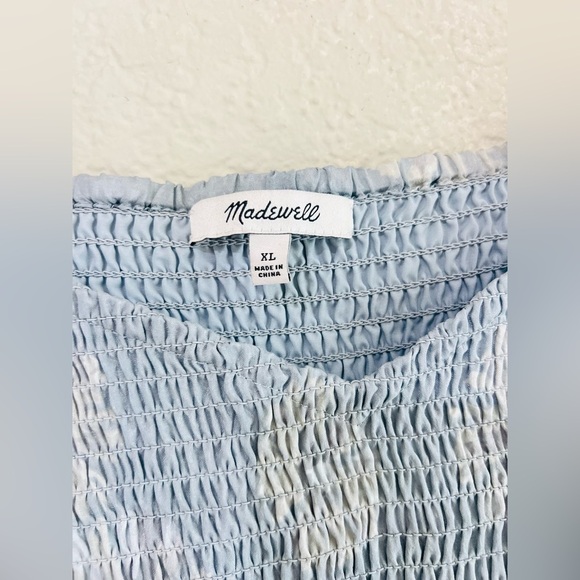 Madewell Silk Lucie Smocked Mini Dress in Moody Blue size XL - Picture 7 of 14